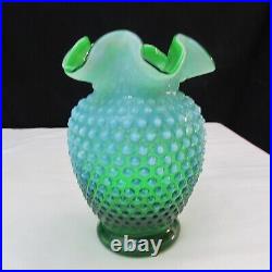 Fenton Lime Green Opalescent Hobnail #3856 Vase 1952 W296