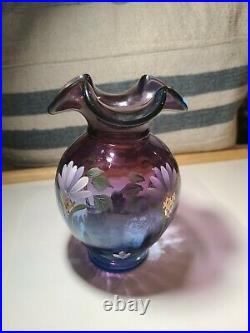 Fenton Mulberry Hand Painted 5 1/2 Vase, Honor Collection, Numbered, Bill Fenton