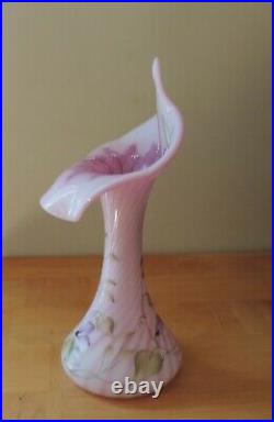 Fenton New Century Collection Rosalene Jack In The Pulpit Tulip Hummingbird Vase