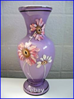 Fenton P. Lauderman (hp) Lavender Overlay Vase Read