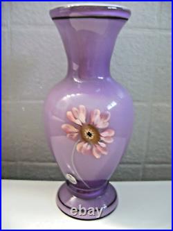 Fenton P. Lauderman (hp) Lavender Overlay Vase Read