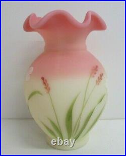 Fenton Qvc Pink Burmese Dragonfly Dalliance Handpainted Vase Signed Frank Fenton