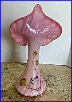 Fenton Rosalene Jack in the Pulpit Tulip Hummingbird Signed Vase NEW