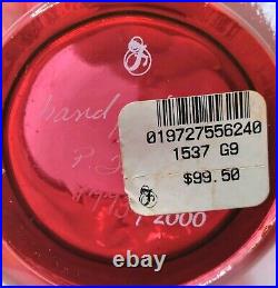 Fenton Ruby Red 4.5 Vase With Girl On Swing, HP & signed LE #773/2000, #1537 G9