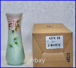 Fenton, Vase, Lotus Mist Burmese Glass, Hand Decorated