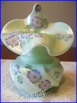 Fenton (h/p) Signed By J Powell Sea Mist Green Jack And The Pulpit Vase