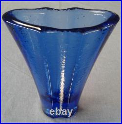 Fire & Light 9.25 Cobalt Blue Aurora Vase, Signed, Recycled Glass 5 lbs. 5 oz