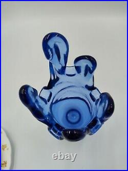 Fire & Light Recycled Glass Large Splash Vase in Cobalt Blue Signed