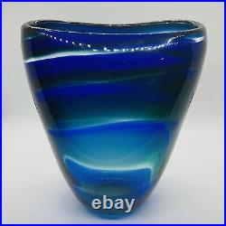 Floris Meydam For Leerdam Art Glass Vase MCM VTG Blue Green Clear Signed 1-64