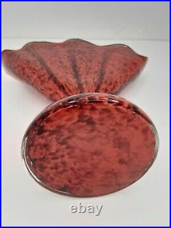 Franz Welz Fan Vase Bohemian Spatter Glass Signed Made in Czechoslovakia Rare