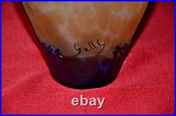 GALLE signed Cased Glass 3 Color VASE- Excellent Condition 11 Inch