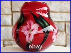 GREAT Signed Charles Lotton 2000 Multi Flora Studio Art Glass Vase