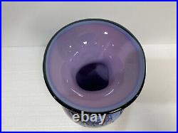 Georgious Blue Seascape Abstract North Shore Art Glass Signed Hawaii Vase 54gg