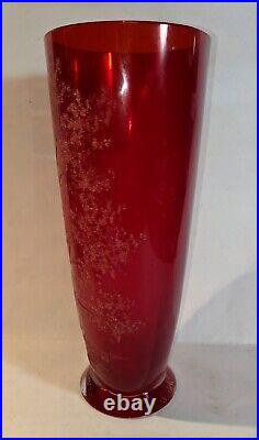 Gianfranco Rioda Signed Intaglio Carved Tree Motif Italian Art Glass Vase Rare