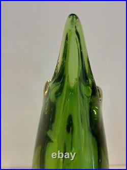 Glass Vase Signed Murano Gallery Green And Yellow