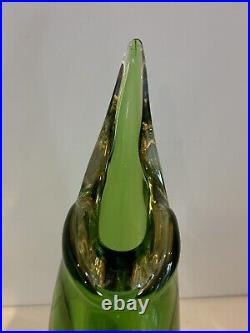 Glass Vase Signed Murano Gallery Green And Yellow