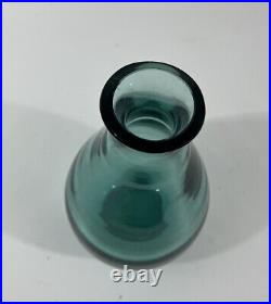 Goran Hongell Karhula Teal Blue Green Glass Vase 6.5 Inches Finland MCM Signed