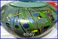 Gorgeous Cased Glass Iridescent Art Glass Bulbus Vase-Signed-James Norton