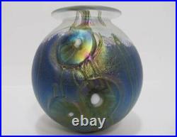Gorgeous SIGNED ROBERT EICKHOLT GLASS HANDBLOWN VASE 5 X 4.5