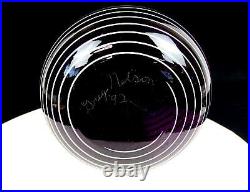 Greg Nelson Signed Art Glass Amethyst & White Threaded Stripes 7 3/4 Vase 1992