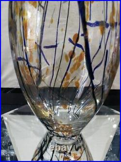 HUGE Rare 21 Art Glass VASE Gold Aventurine cobalt blue SIGNED Tim Lazer 2000