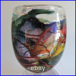 Hand Blown Art Glass Vase John Gerletti Studio Abstract Design 1987 signed