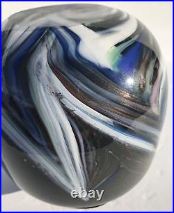 Hand Blown Art Glass Vase Signed Gary Carter 1989 Pulled Feather Iridescent