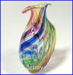 Hand Blown Glass Sculpture/vase, Dirwood, Rainbow Red Blue Aqua Purple Green