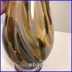 Hand Blown Murano Style Glass Vase Artist Signed 11 1/2 Tall