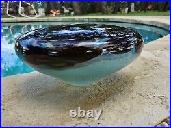 Hand Blown Signed Art Glass Bowl Vase Molly Barnes'07 -9 X 8 Turquoise Brown