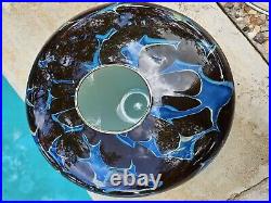 Hand Blown Signed Art Glass Bowl Vase Molly Barnes'07 -9 X 8 Turquoise Brown