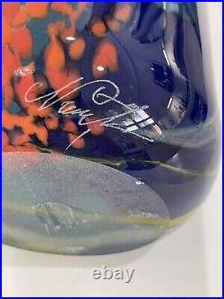 Hand Blown Studio Art Glass Large Vase Signed Nemtoi
