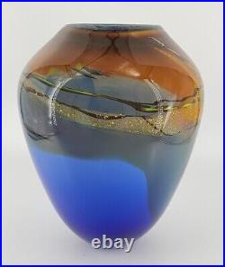 Hand Blown Studio Art Glass Patrick Casanova 2007 Vase 9 Inch Heavy Signed