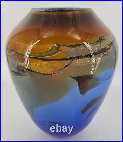 Hand Blown Studio Art Glass Patrick Casanova 2007 Vase 9 Inch Heavy Signed