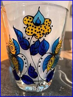 Hand painted Glass Vase Signed MCM Beautiful Very Rare