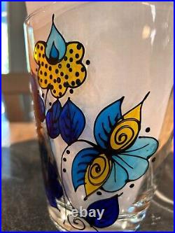 Hand painted Glass Vase Signed MCM Beautiful Very Rare