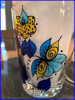 Hand painted Glass Vase Signed MCM Beautiful Very Rare