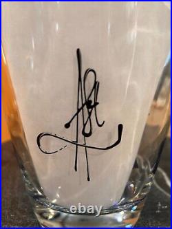 Hand painted Glass Vase Signed MCM Beautiful Very Rare