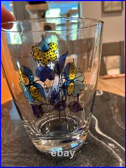 Hand painted Glass Vase Signed MCM Beautiful Very Rare