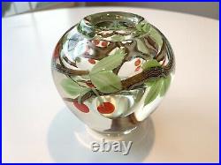 Heavy 1982 Orient & Flume Studio Art Glass Thick Cased Bud Vase Cherry Tree