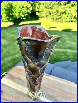 Heavy Crystal Art Glass Vase RARE FIND GORGEOUS 14 Tall Artist Signed Vase