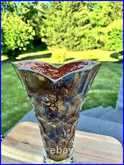 Heavy Crystal Art Glass Vase RARE FIND GORGEOUS 14 Tall Artist Signed Vase