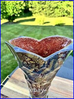 Heavy Crystal Art Glass Vase RARE FIND GORGEOUS 14 Tall Artist Signed Vase