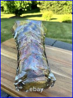 Heavy Crystal Art Glass Vase RARE FIND GORGEOUS 14 Tall Artist Signed Vase