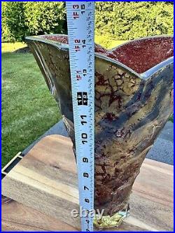 Heavy Crystal Art Glass Vase RARE FIND GORGEOUS 14 Tall Artist Signed Vase