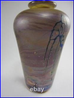 Heilman and Roessler Signed Hand Blown Studio Art Glass Vase 1980 Abstract Tree
