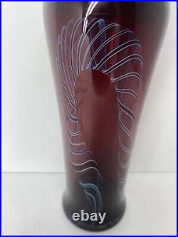 Henry Summa Red Dichroic Vase Art Glass Multi Color Signed Dated 1995 8 inches