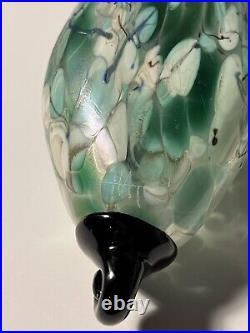 Herb A Thomas Art Glass HAT Signed Wall Pocket Vase Iridescent Millefiori Flower