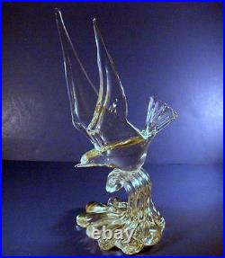 Hollywood Regency Murano Art Glass Bird over Water Sculpture Signed & Dated