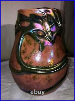 Huge Charles Lotton Lava Art Glass Vase-1989-Signed